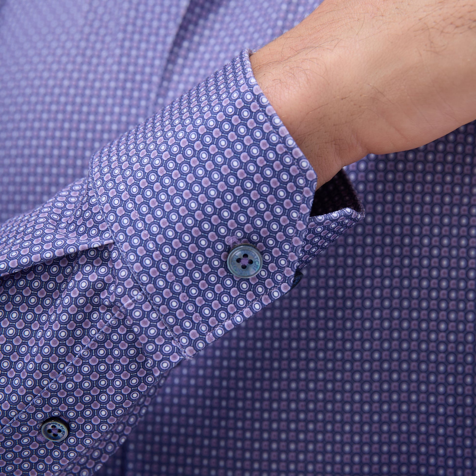 Bugatchi Devon Geometric OoohCotton® Shirt Lilac