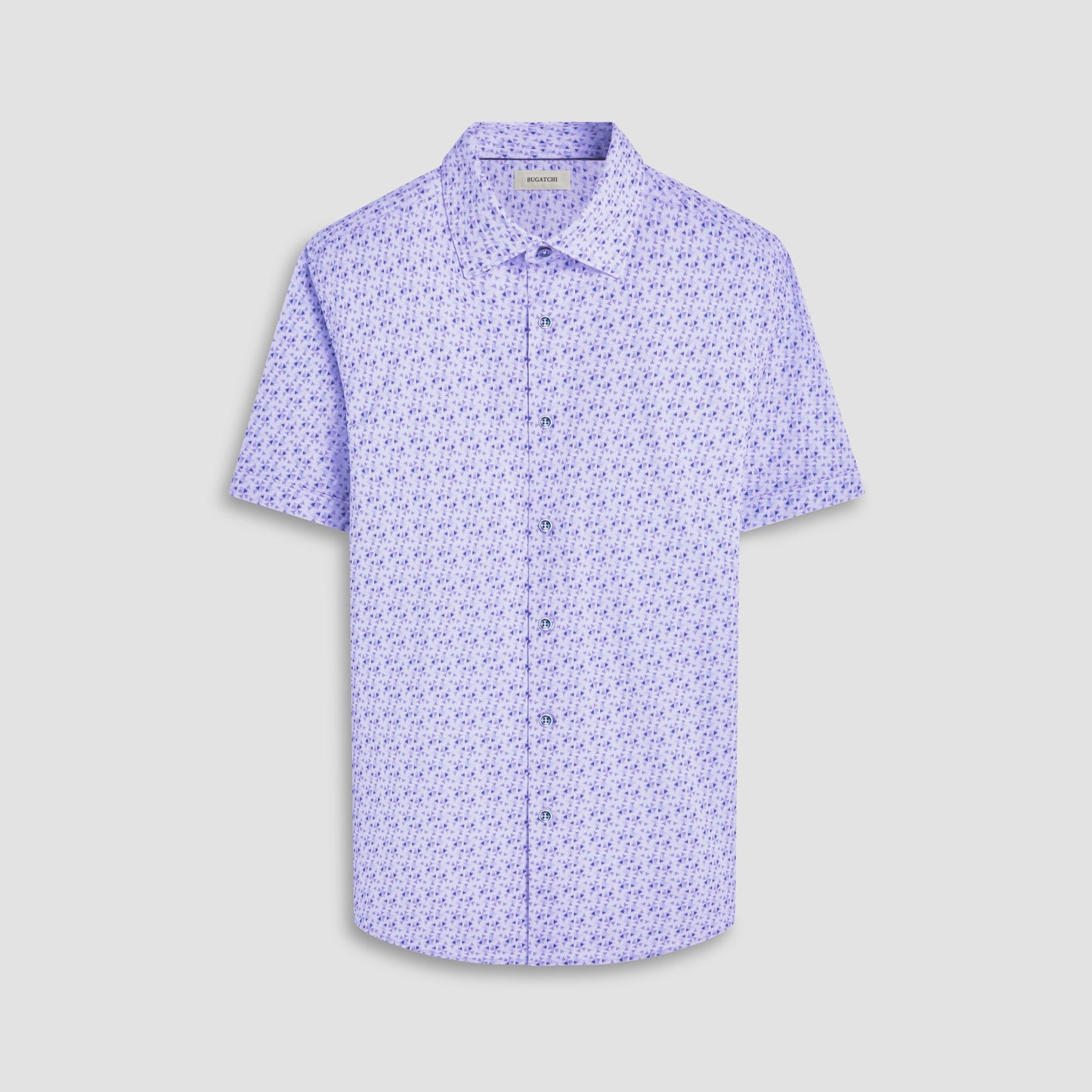 Bugatchi Miles Geometric OoohCotton® Short-Sleeve Shirt Lilac