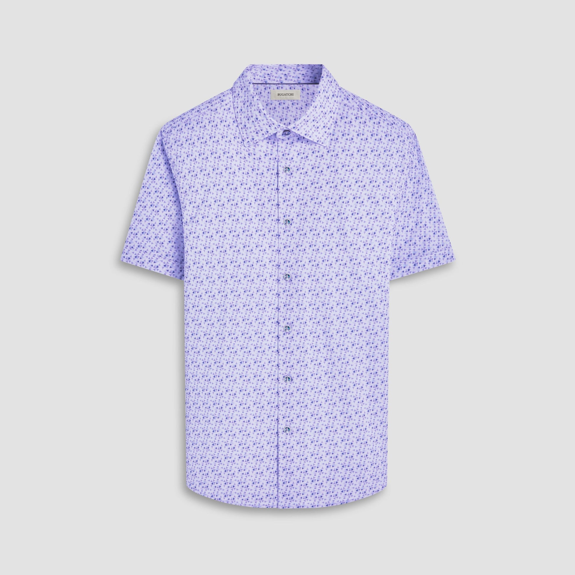 Bugatchi Miles Geometric OoohCotton® Short-Sleeve Shirt Lilac