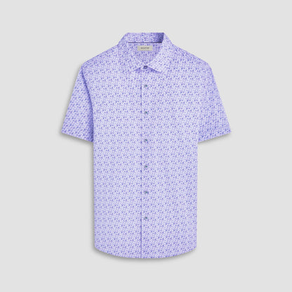 Bugatchi Miles Geometric OoohCotton® Short-Sleeve Shirt Lilac