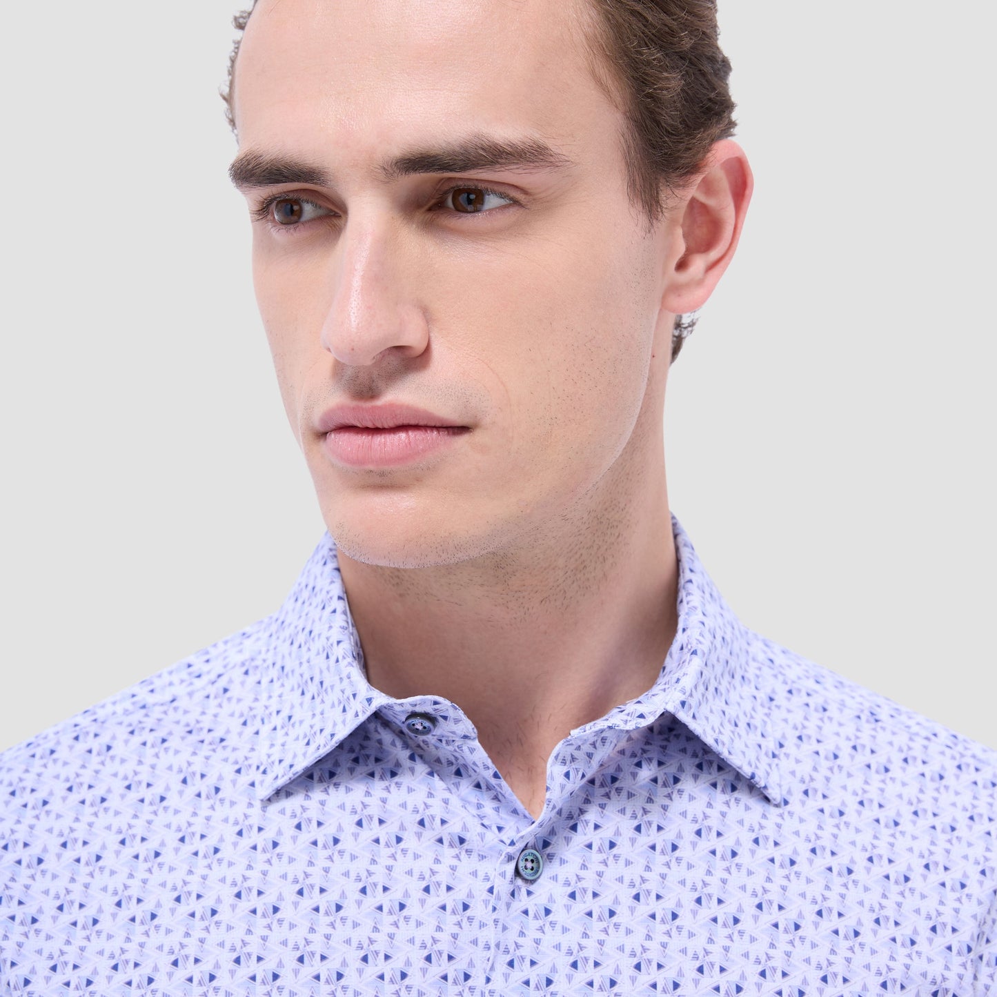 Bugatchi Miles Geometric OoohCotton® Short-Sleeve Shirt Lilac