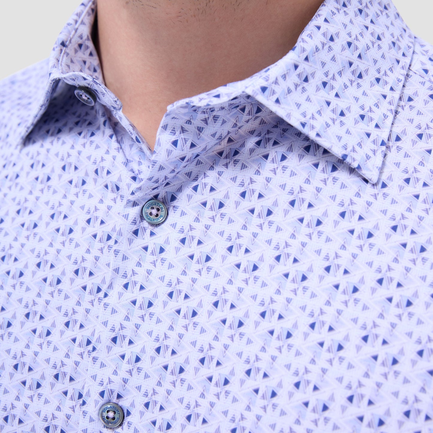 Bugatchi Miles Geometric OoohCotton® Short-Sleeve Shirt Lilac