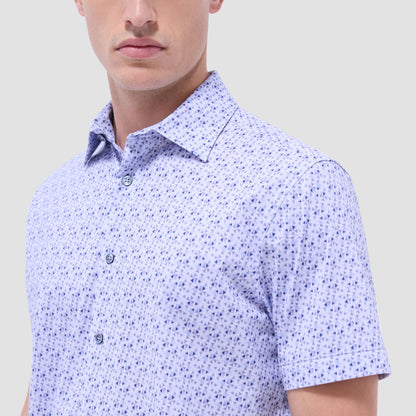Bugatchi Miles Geometric OoohCotton® Short-Sleeve Shirt Lilac