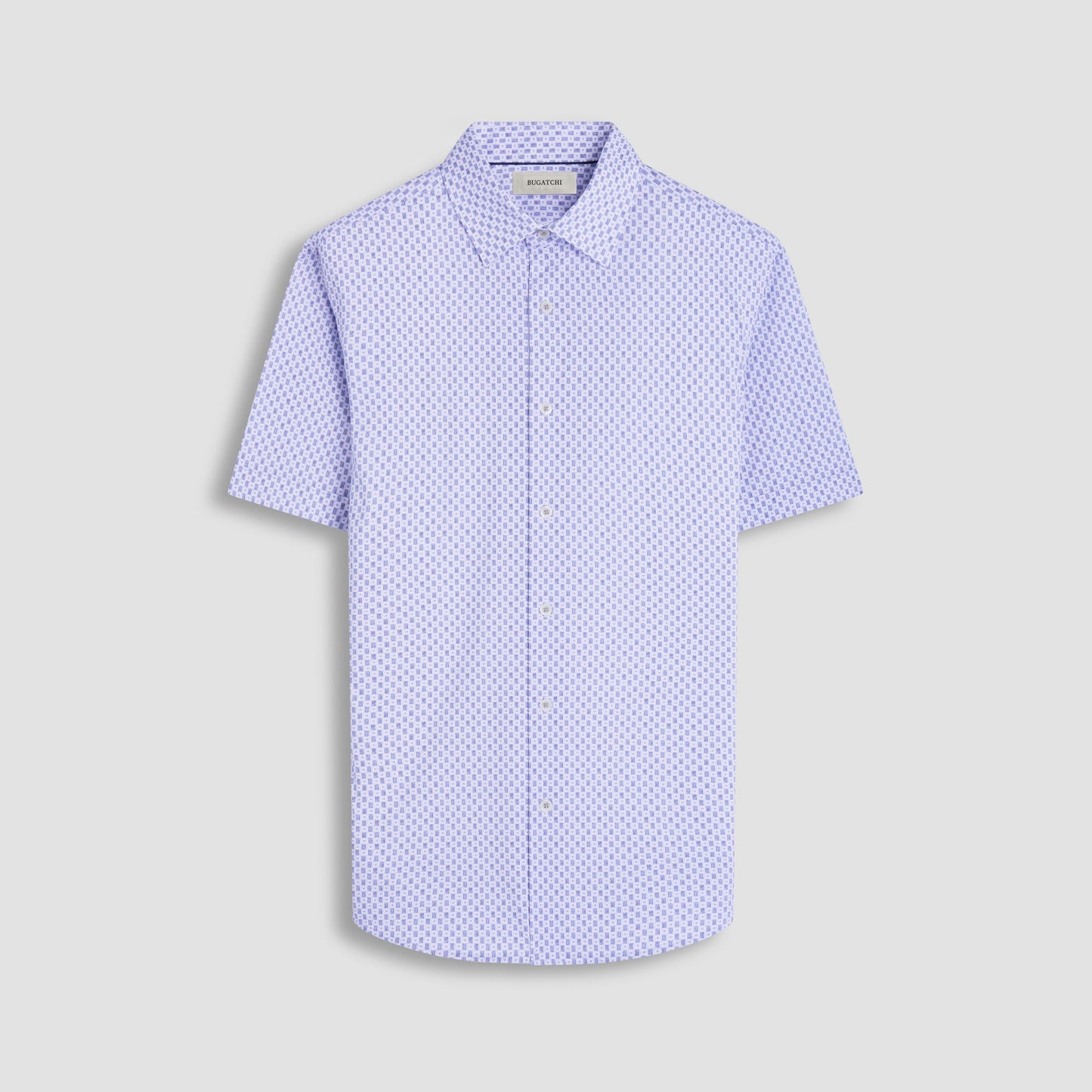 Bugatchi Miles Geometric OoohCotton® Short-Sleeve Shirt Lilac