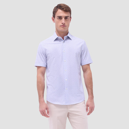 Bugatchi Miles Geometric OoohCotton® Short-Sleeve Shirt Lilac