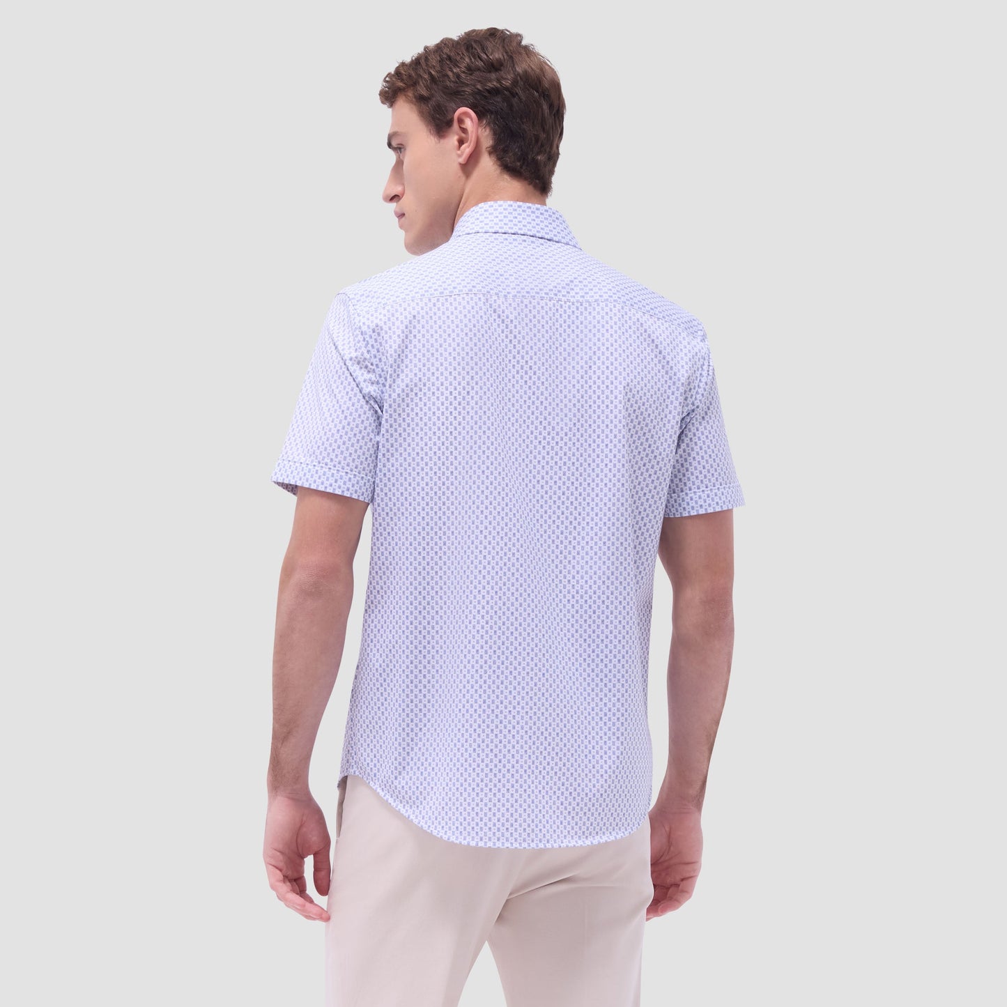 Bugatchi Miles Geometric OoohCotton® Short-Sleeve Shirt Lilac