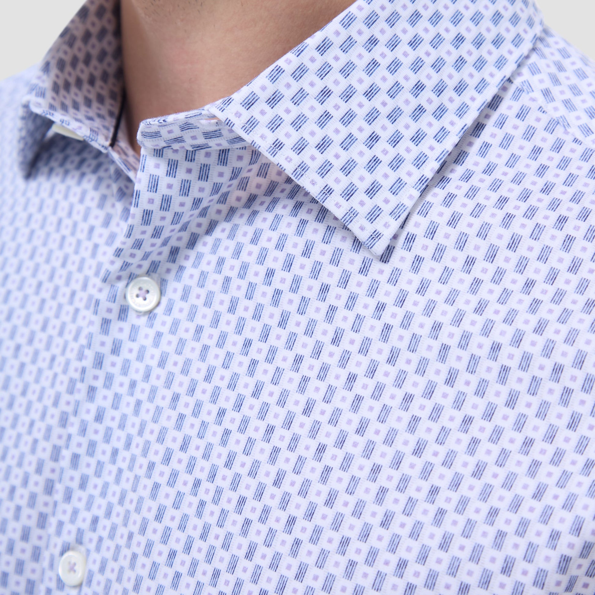 Bugatchi Miles Geometric OoohCotton® Short-Sleeve Shirt Lilac