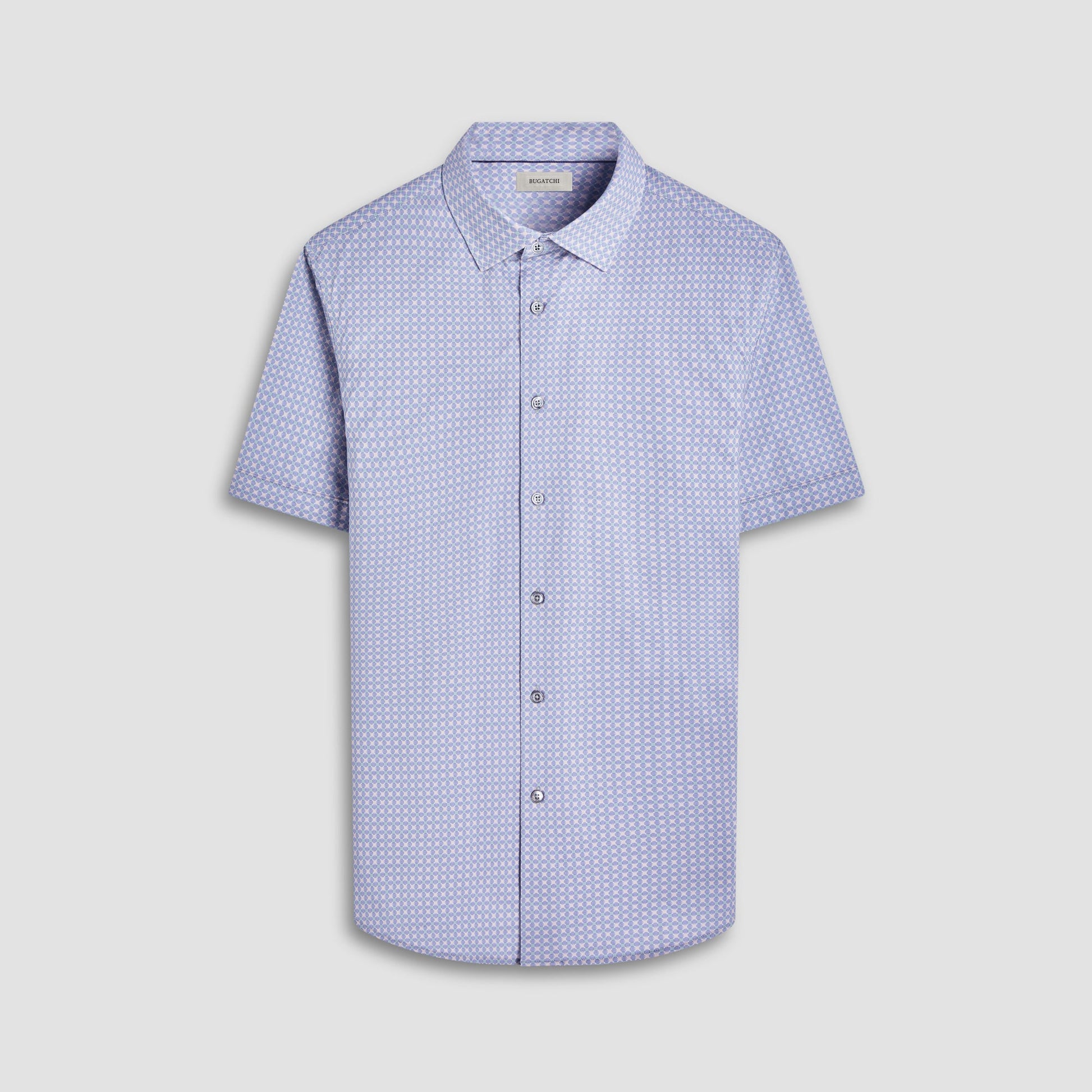Bugatchi Miles Geometric OoohCotton® Short-Sleeve Shirt Mint