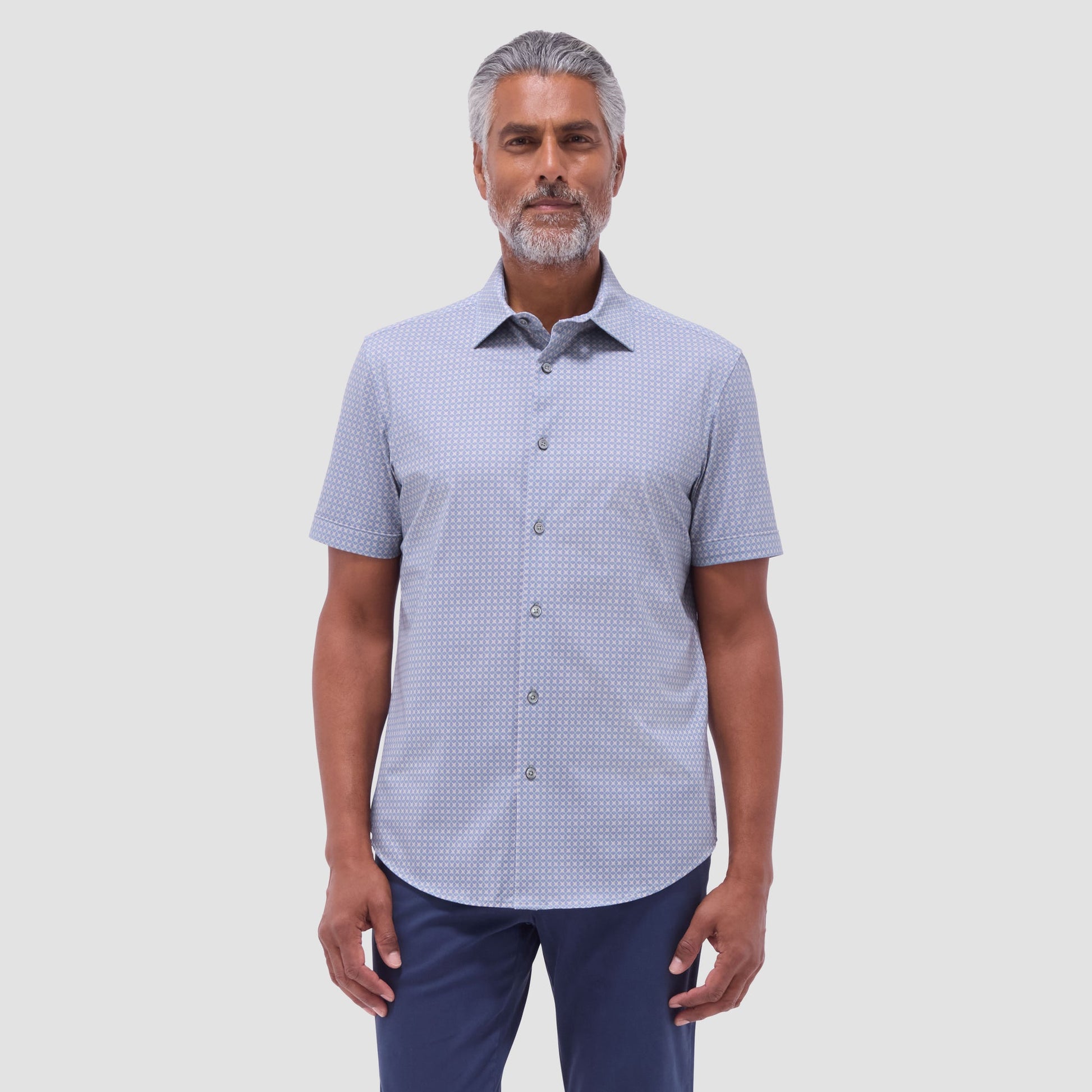 Bugatchi Miles Geometric OoohCotton® Short-Sleeve Shirt Mint