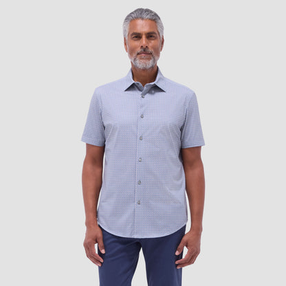 Bugatchi Miles Geometric OoohCotton® Short-Sleeve Shirt Mint