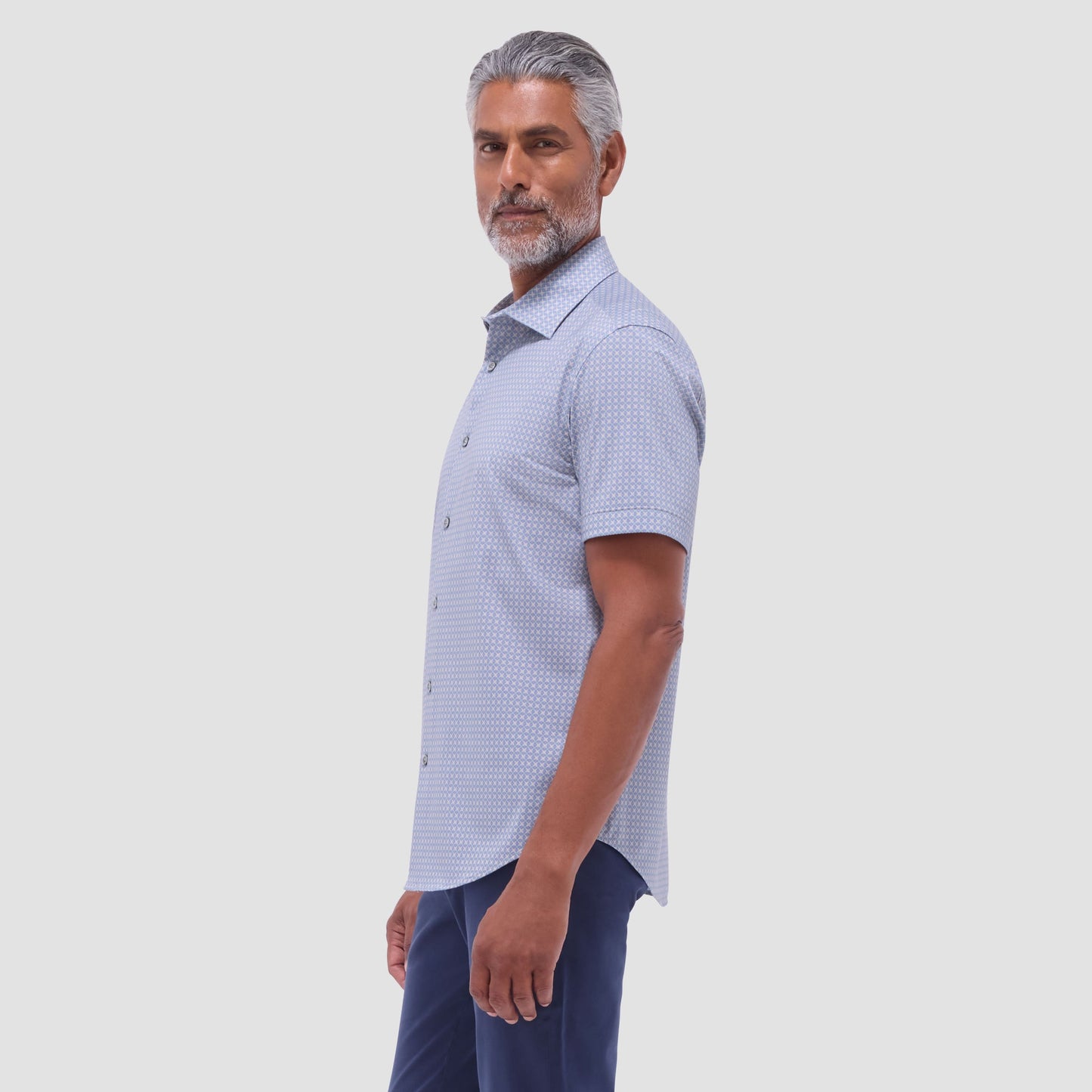 Bugatchi Miles Geometric OoohCotton® Short-Sleeve Shirt Mint