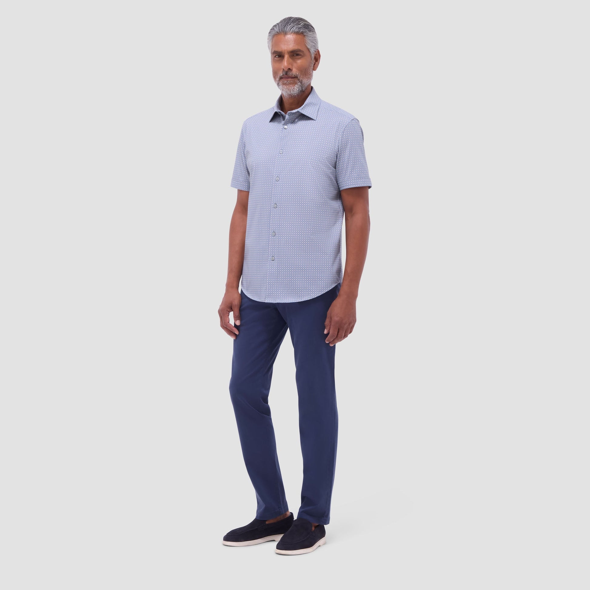 Bugatchi Miles Geometric OoohCotton® Short-Sleeve Shirt Mint