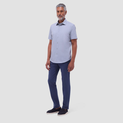 Bugatchi Miles Geometric OoohCotton® Short-Sleeve Shirt Mint