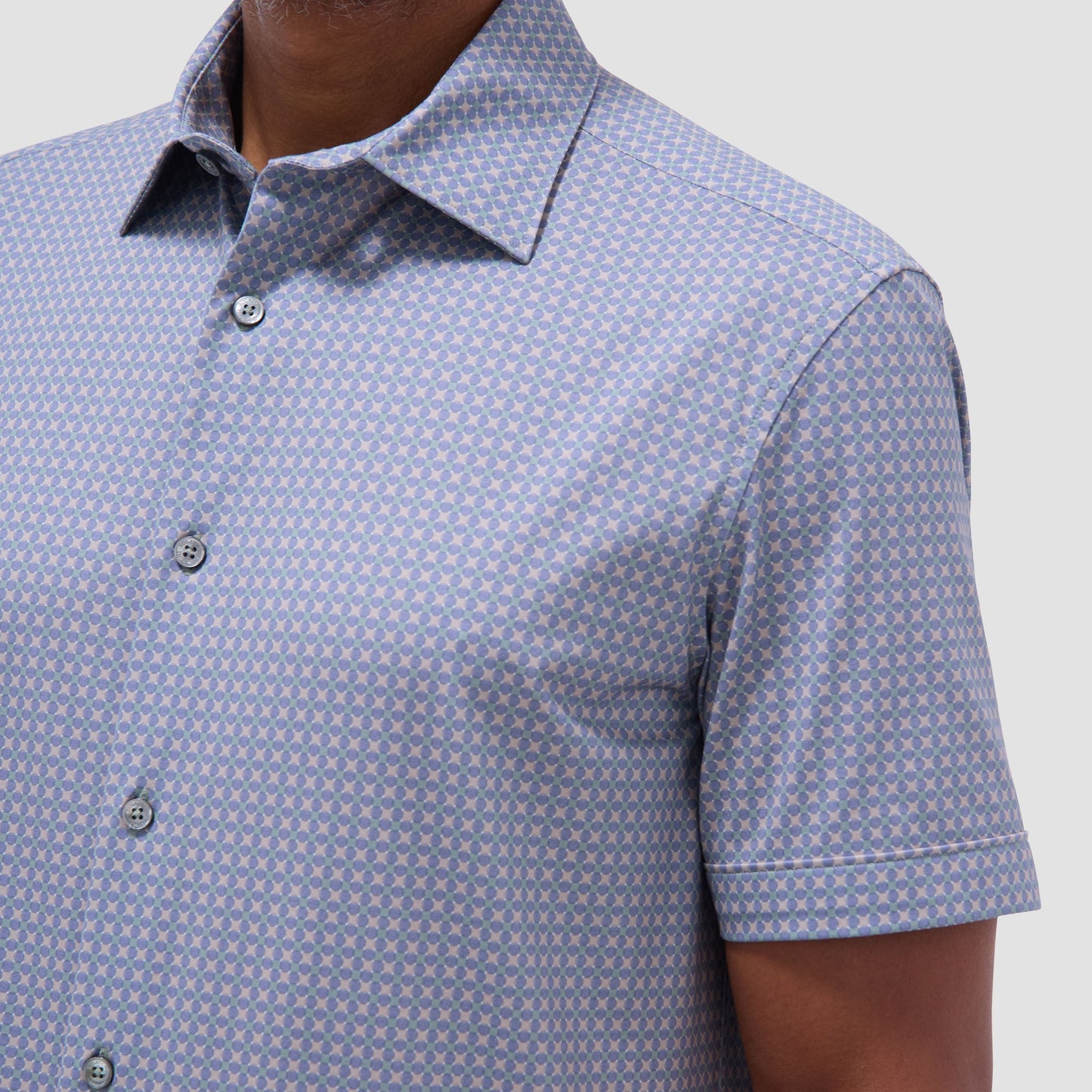 Bugatchi Miles Geometric OoohCotton® Short-Sleeve Shirt Mint