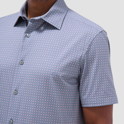 Bugatchi Miles Geometric OoohCotton® Short-Sleeve Shirt Mint
