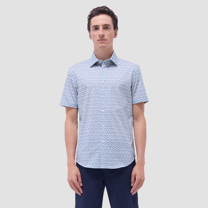 Bugatchi Miles Palm Tree OoohCotton® Short-Sleeve Shirt Mint