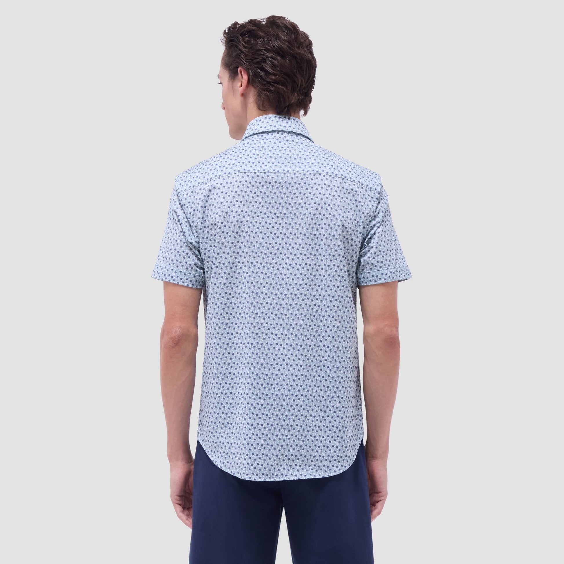 Bugatchi Miles Palm Tree OoohCotton® Short-Sleeve Shirt Mint