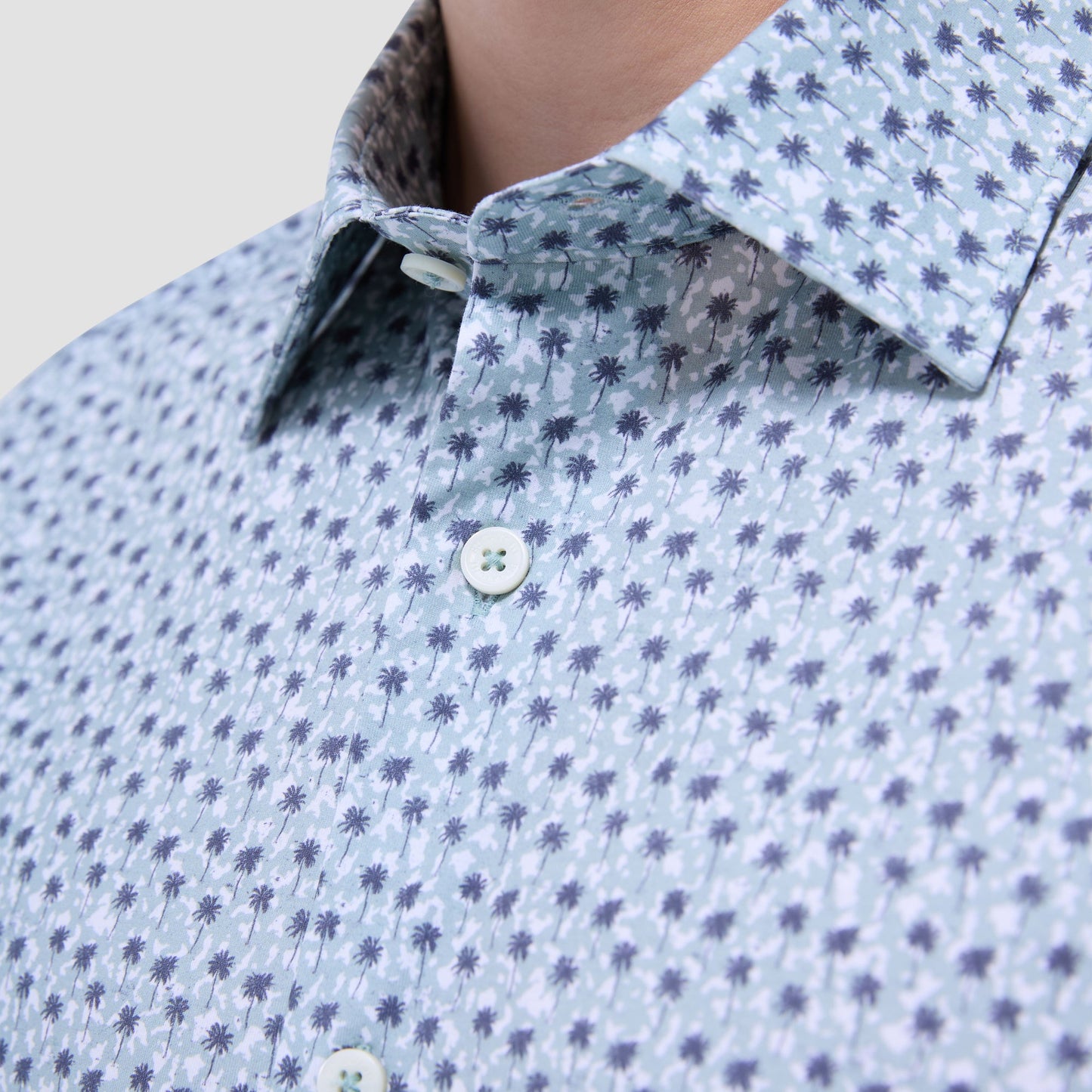 Bugatchi Miles Palm Tree OoohCotton® Short-Sleeve Shirt Mint