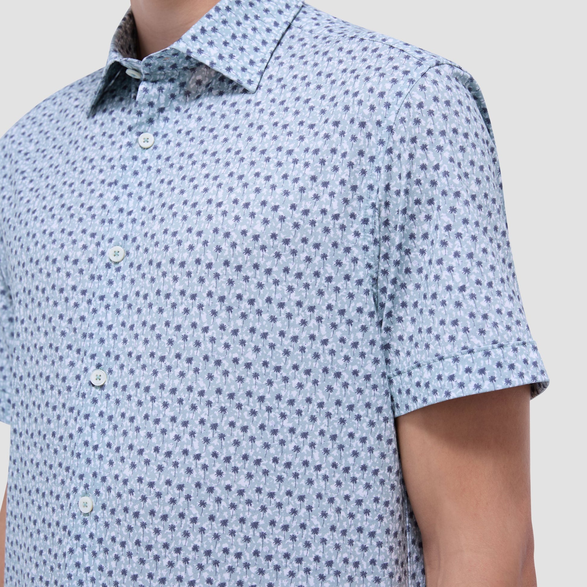 Bugatchi Miles Palm Tree OoohCotton® Short-Sleeve Shirt Mint