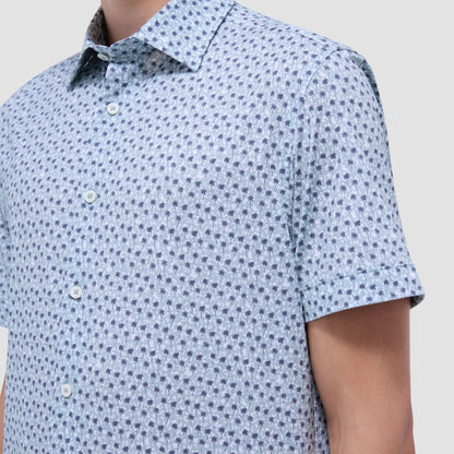 Bugatchi Miles Palm Tree OoohCotton® Short-Sleeve Shirt Mint