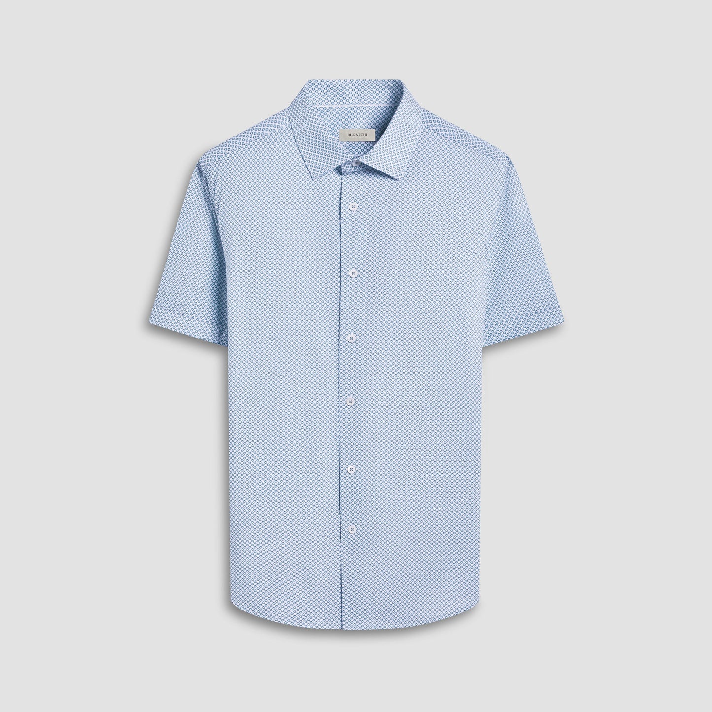 Bugatchi Miles Geometric OoohCotton® Short-Sleeve Shirt Mint