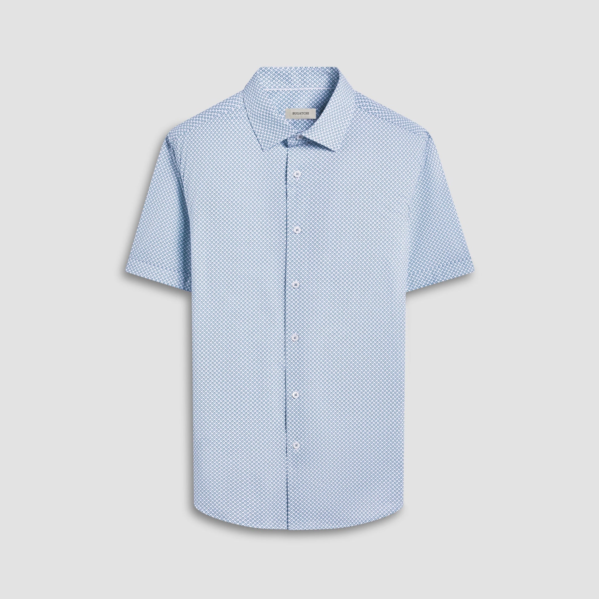 Bugatchi Miles Geometric OoohCotton® Short-Sleeve Shirt Mint