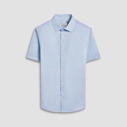 Bugatchi Miles Geometric OoohCotton® Short-Sleeve Shirt Mint