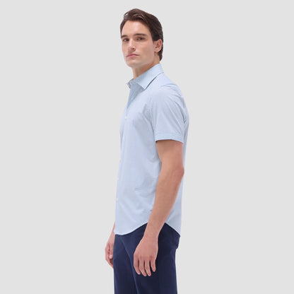 Bugatchi Miles Geometric OoohCotton® Short-Sleeve Shirt Mint