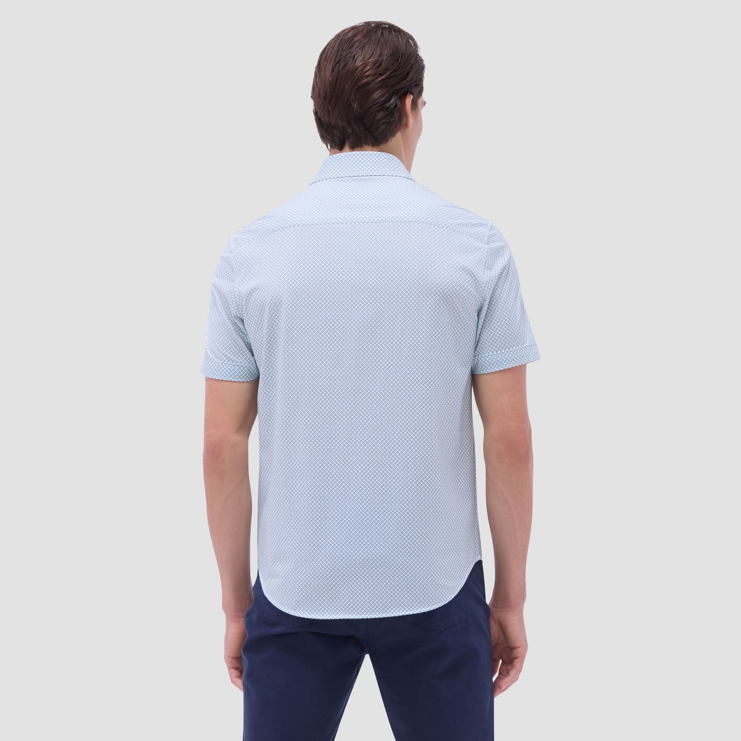 Bugatchi Miles Geometric OoohCotton® Short-Sleeve Shirt Mint