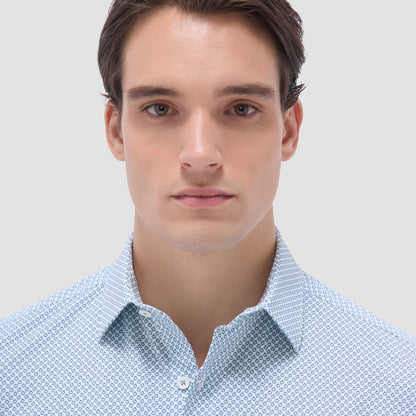 Bugatchi Miles Geometric OoohCotton® Short-Sleeve Shirt Mint