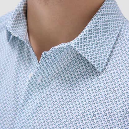 Bugatchi Miles Geometric OoohCotton® Short-Sleeve Shirt Mint