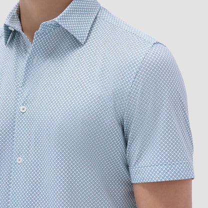 Bugatchi Miles Geometric OoohCotton® Short-Sleeve Shirt Mint