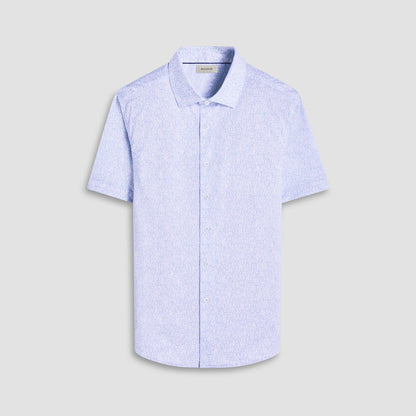 Bugatchi Miles Bistro Print OoohCotton® Short-Sleeve Shirt White