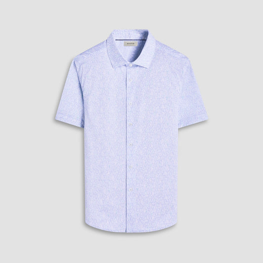 Bugatchi Miles Bistro Print OoohCotton® Short-Sleeve Shirt White