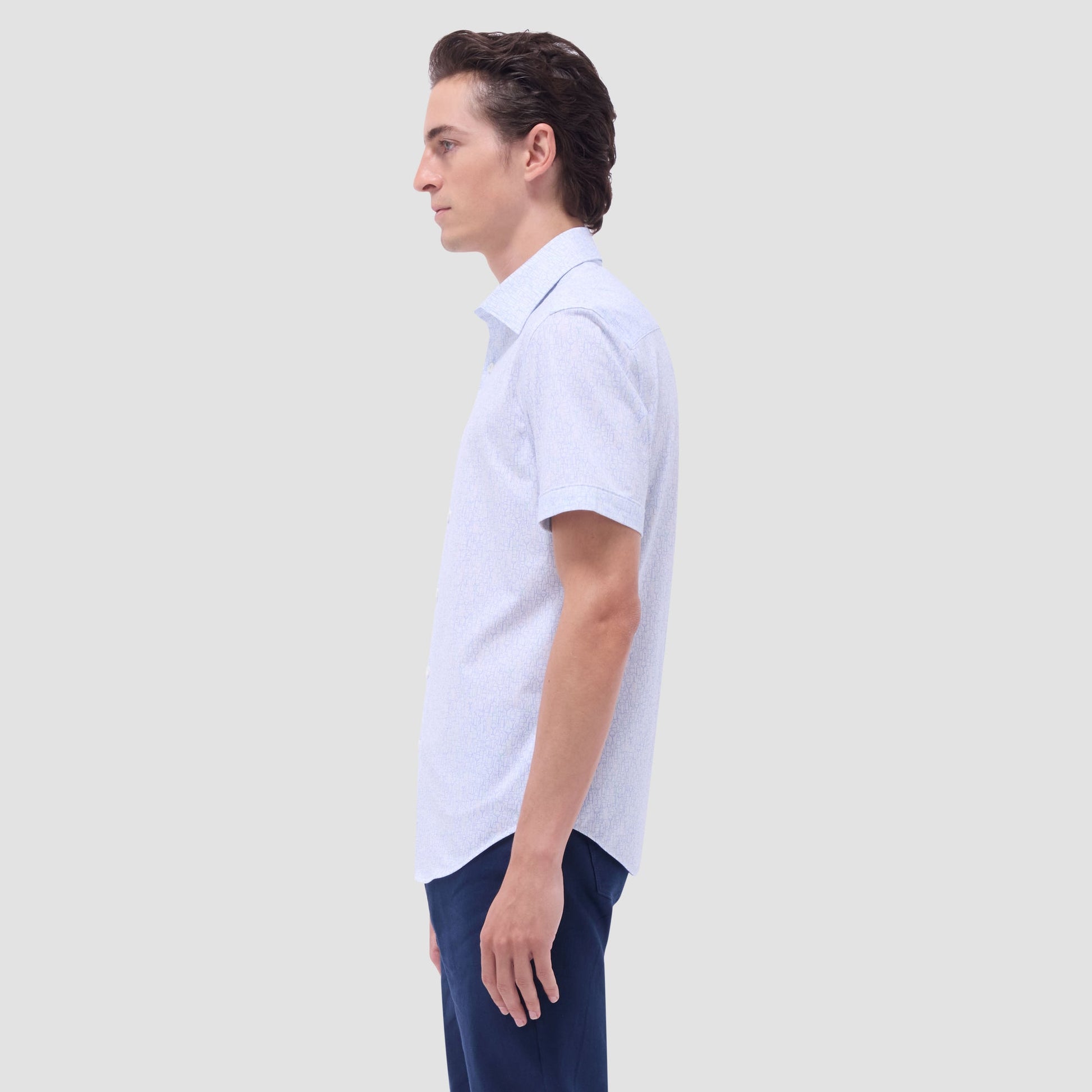 Bugatchi Miles Bistro Print OoohCotton® Short-Sleeve Shirt White