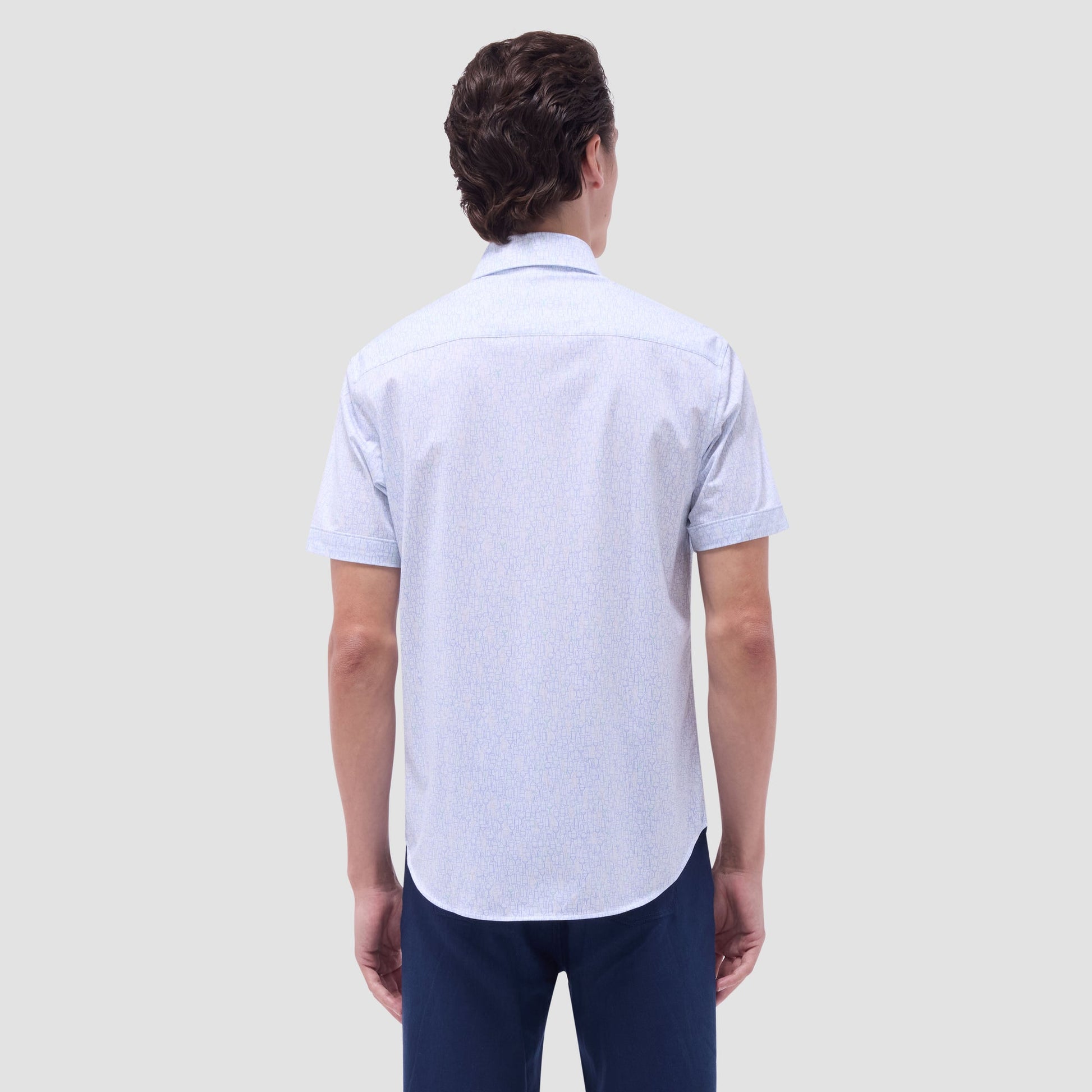 Bugatchi Miles Bistro Print OoohCotton® Short-Sleeve Shirt White