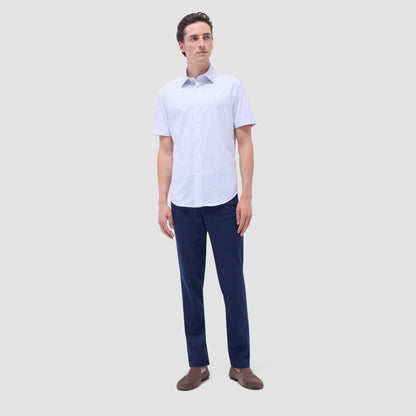 Bugatchi Miles Bistro Print OoohCotton® Short-Sleeve Shirt White