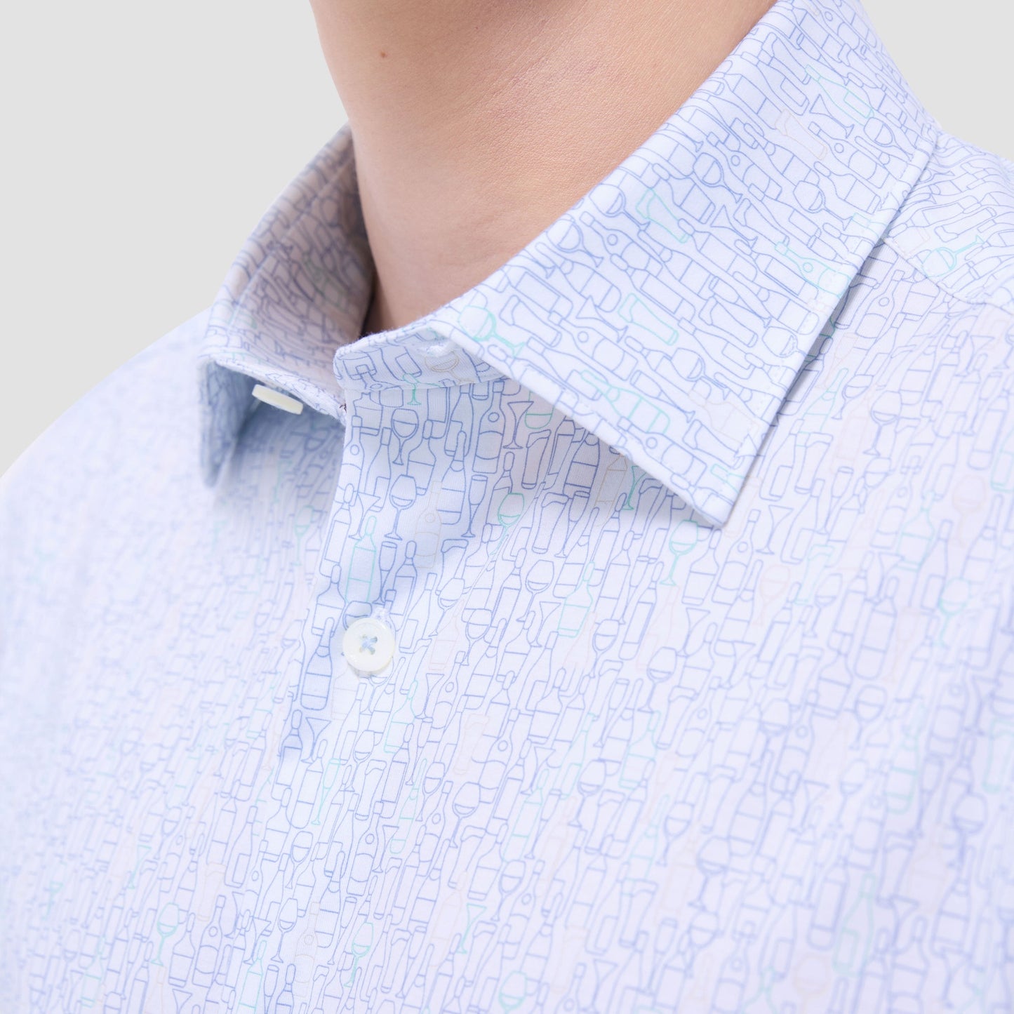 Bugatchi Miles Bistro Print OoohCotton® Short-Sleeve Shirt White