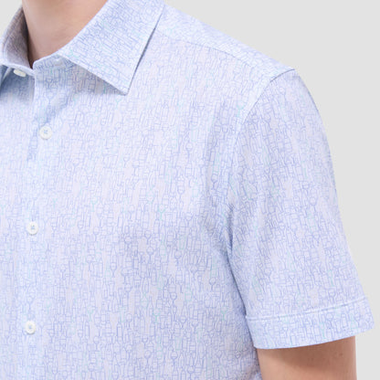 Bugatchi Miles Bistro Print OoohCotton® Short-Sleeve Shirt White