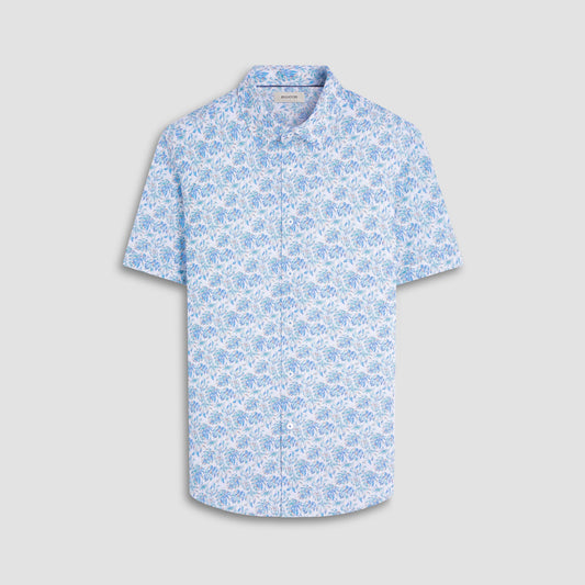 Bugatchi Miles Leaf Print OoohCotton® Short-Sleeve Shirt Menthol