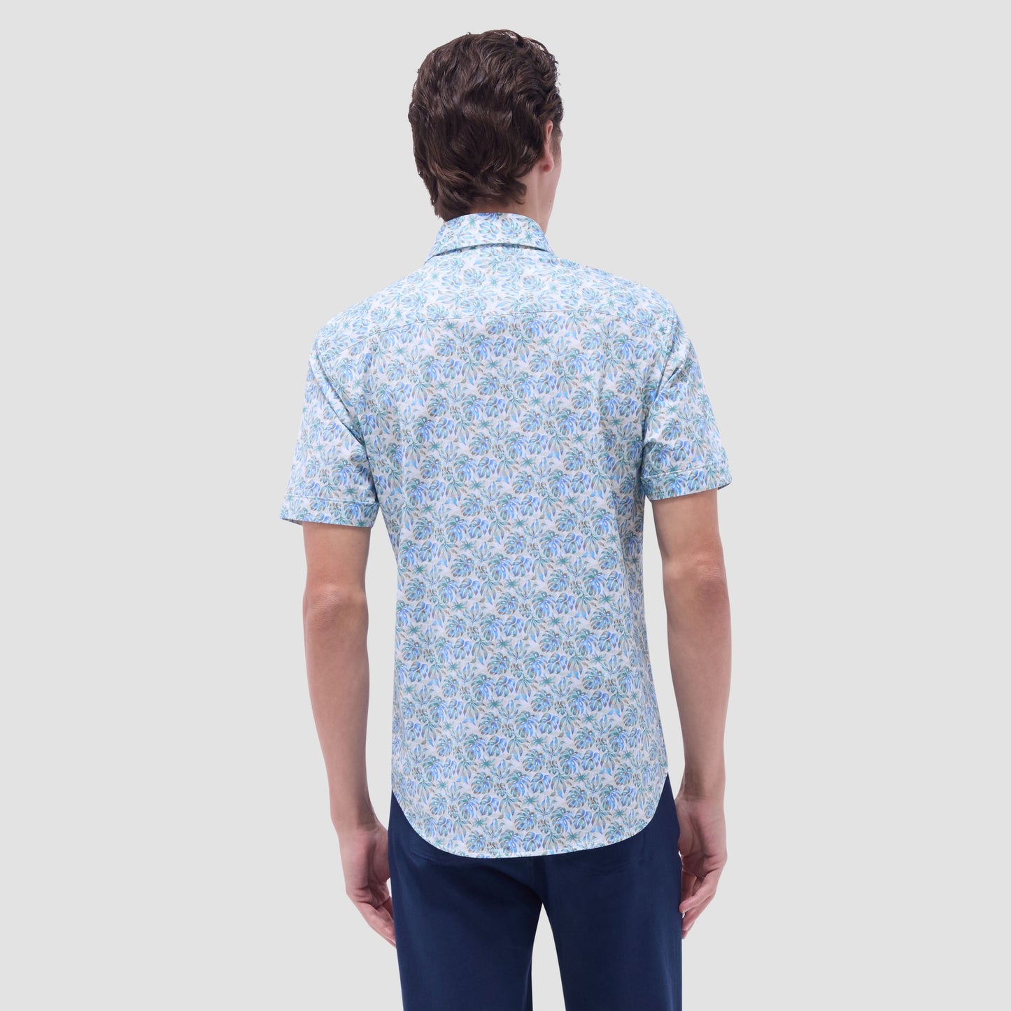 Bugatchi Miles Leaf Print OoohCotton® Short-Sleeve Shirt Menthol