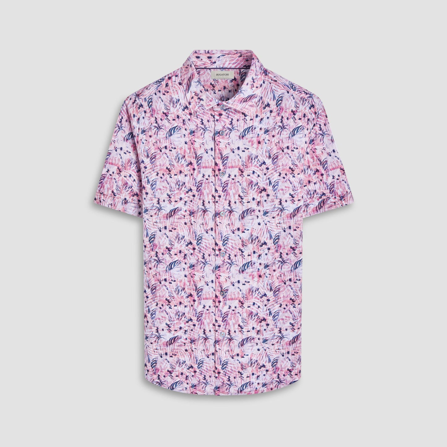 Bugatchi Miles Leaf Print OoohCotton® Short-Sleeve Shirt Chili