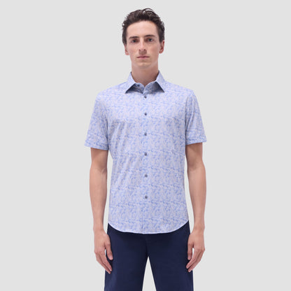 Bugatchi Miles Floral OoohCotton® Short-Sleeve Shirt Cobalt