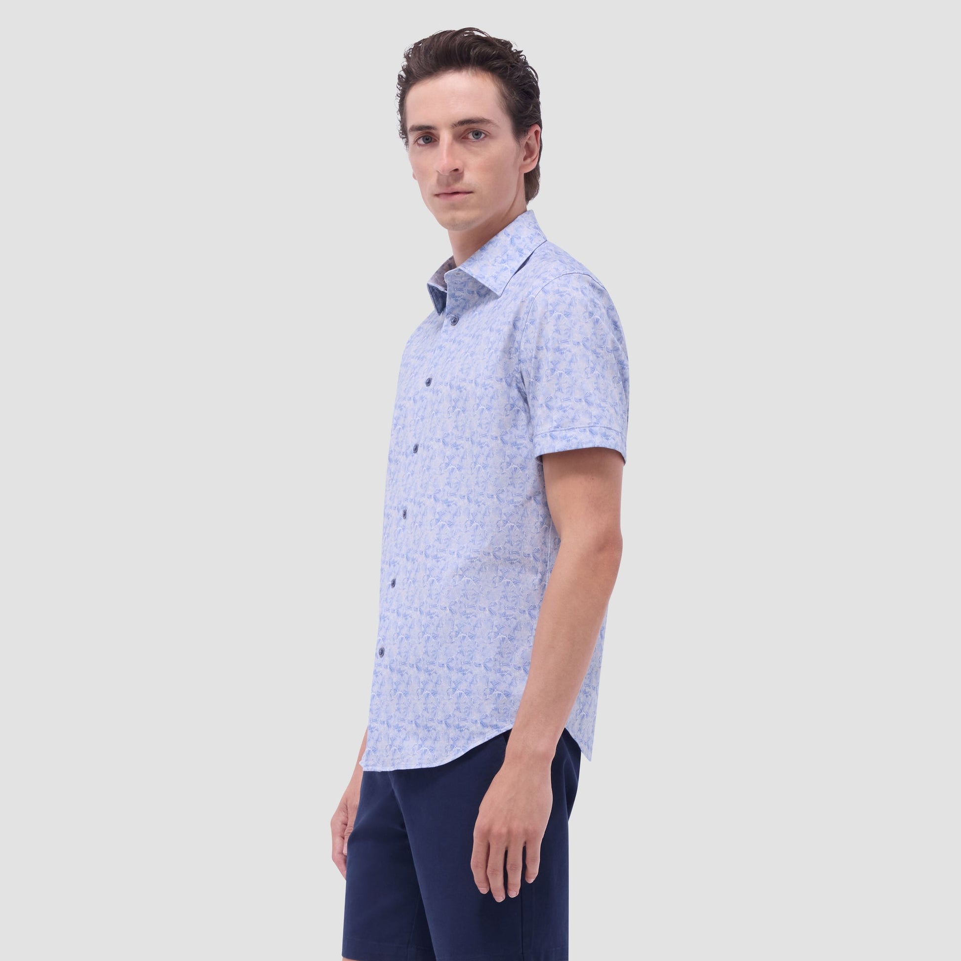 Bugatchi Miles Floral OoohCotton® Short-Sleeve Shirt Cobalt