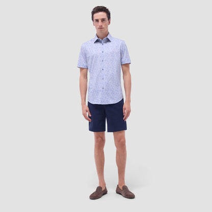 Bugatchi Miles Floral OoohCotton® Short-Sleeve Shirt Cobalt