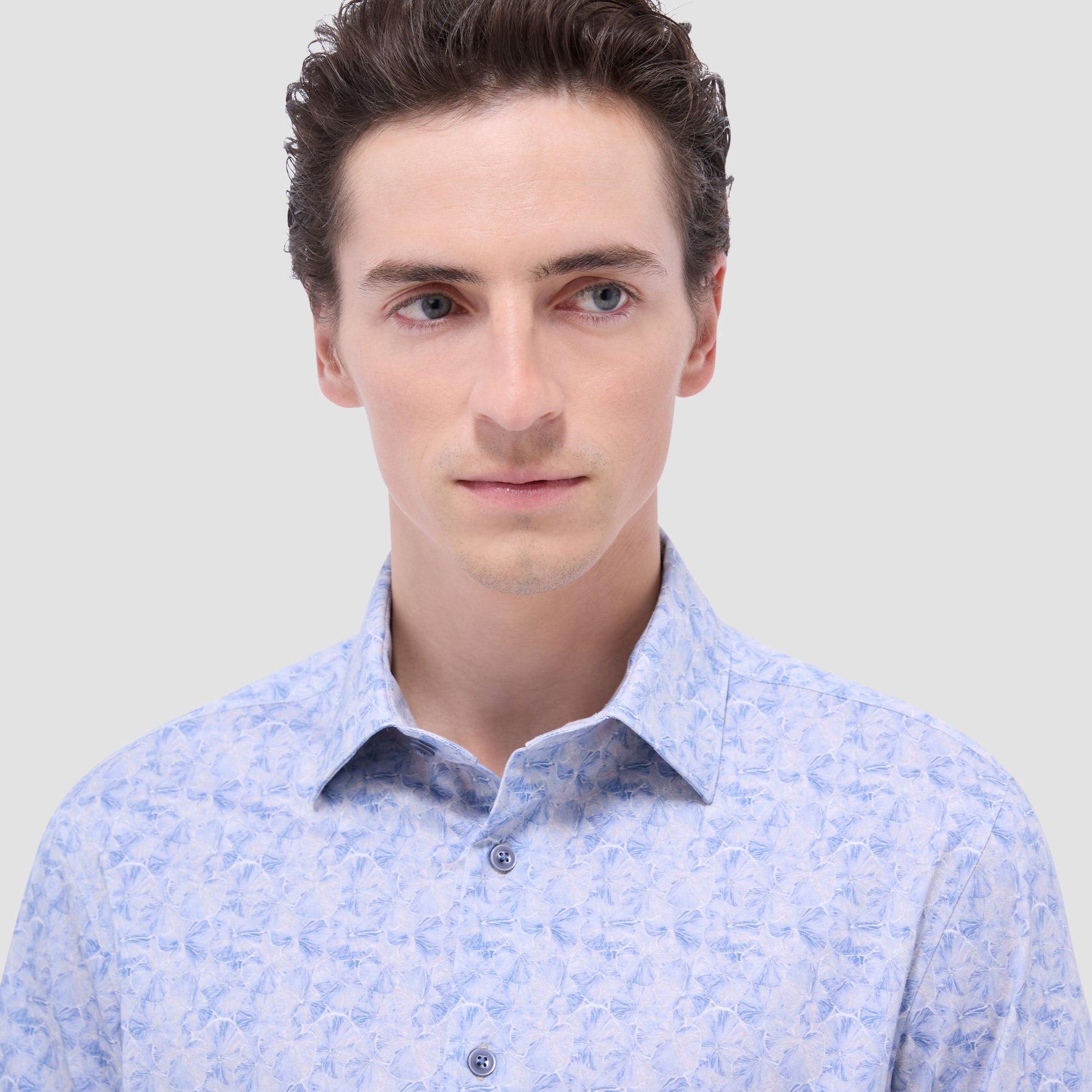 Bugatchi Miles Floral OoohCotton® Short-Sleeve Shirt Cobalt