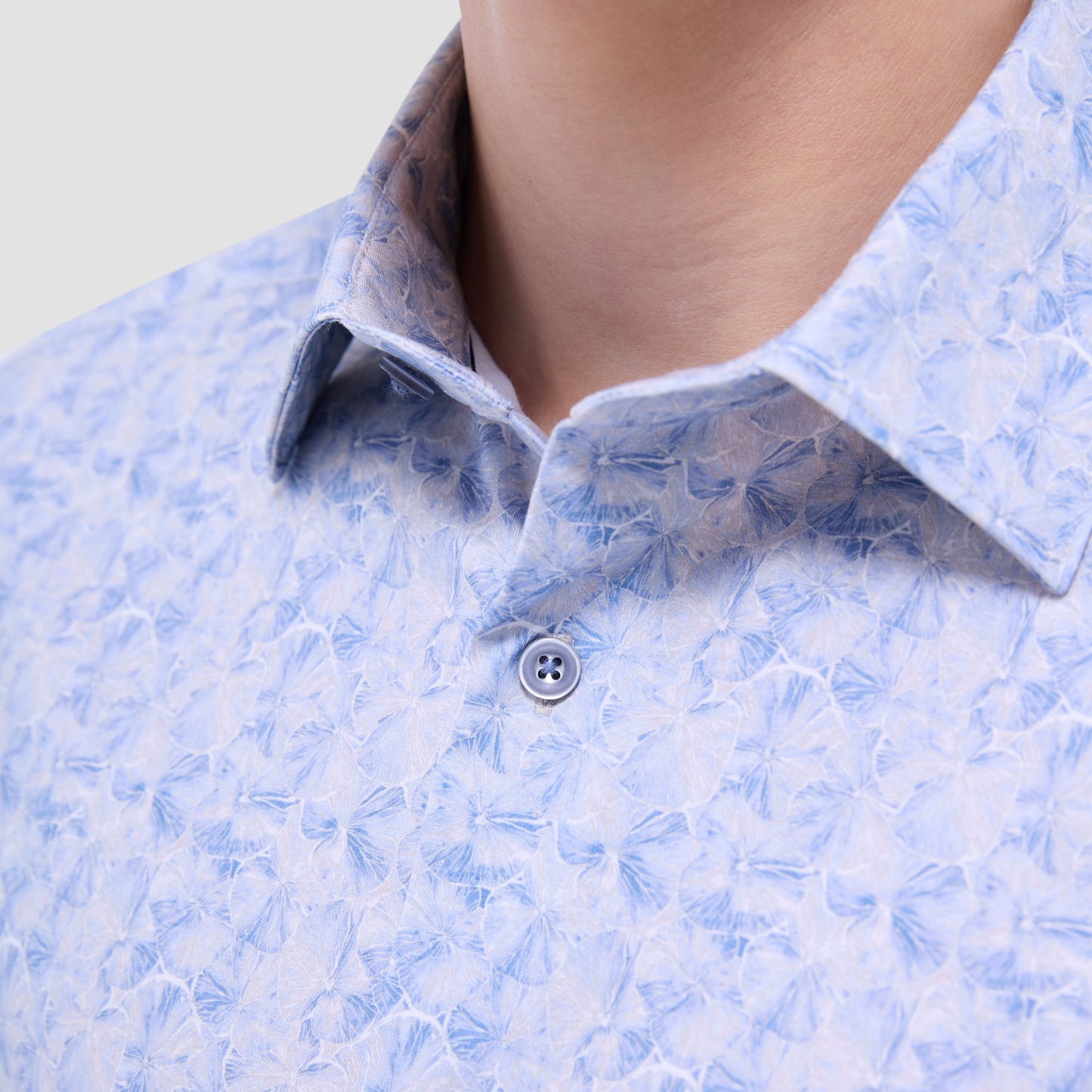 Bugatchi Miles Floral OoohCotton® Short-Sleeve Shirt Cobalt