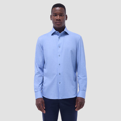 Bugatchi Devon Heathered OoohCotton® Shirt Air Blue