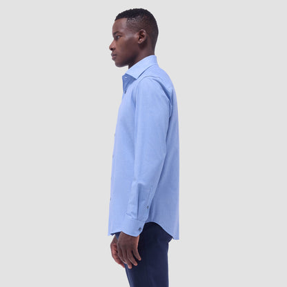 Bugatchi Devon Heathered OoohCotton® Shirt Air Blue