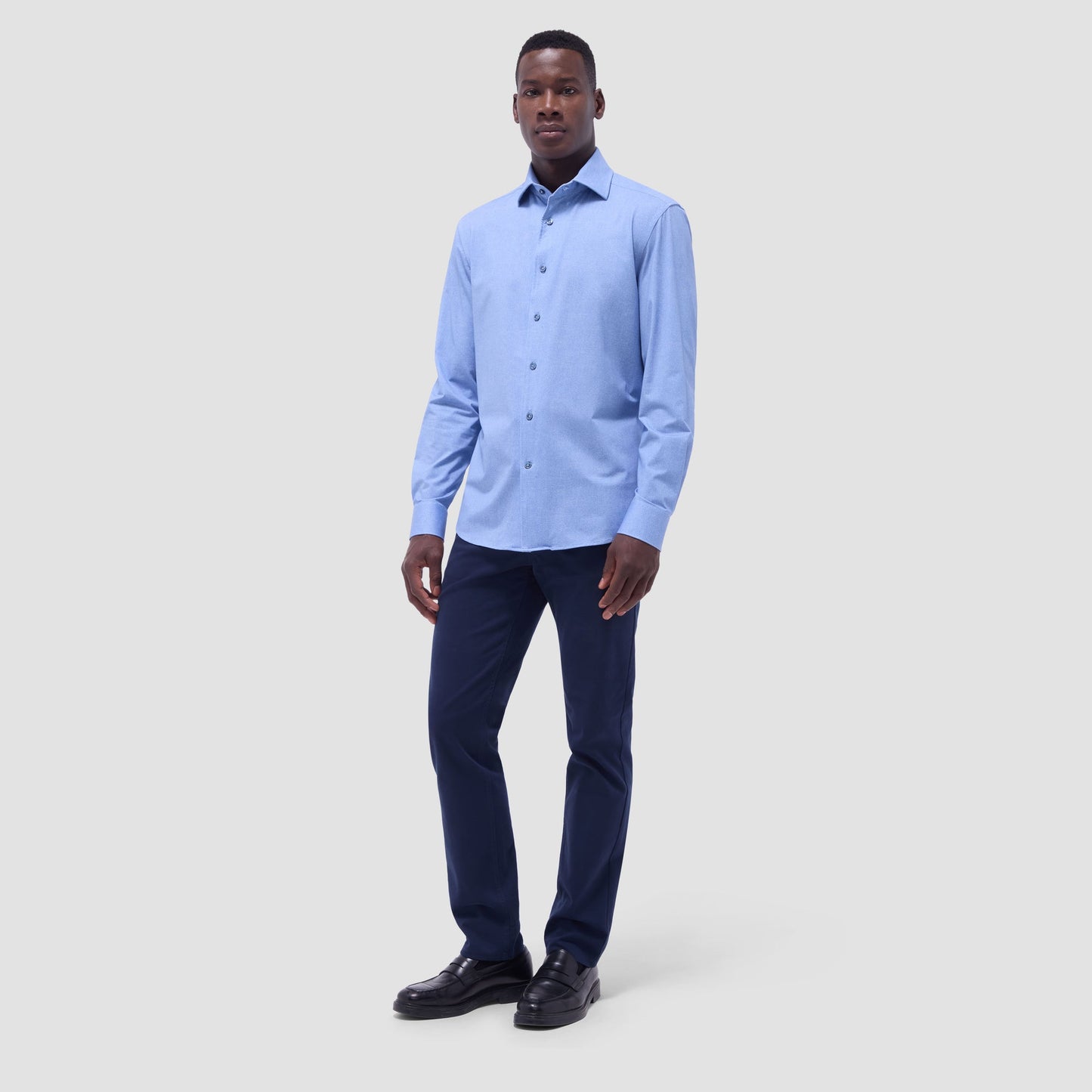 Bugatchi Devon Heathered OoohCotton® Shirt Air Blue